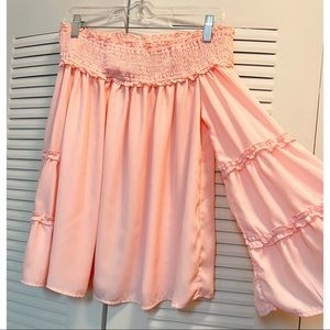 Main Strip Pink Off The Shoulder Top